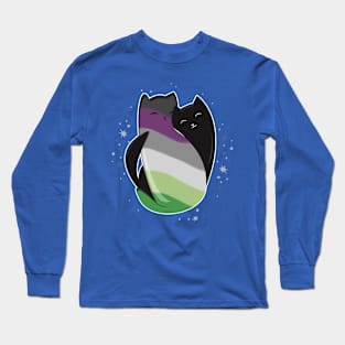 Aroace Cat LGBT Asexual Aromantic Pride Flag Long Sleeve T-Shirt